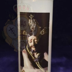 Vela grande con la imagen de Jesús Atado a la Columna