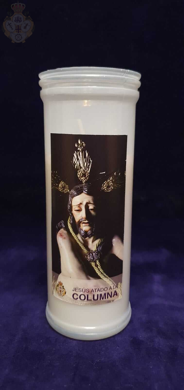 Vela grande con la imagen de Jesús Atado a la Columna