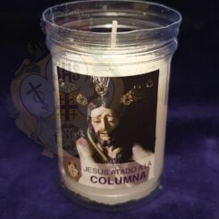 Vela mediana con la imagen de Jesús Atado a la Columna